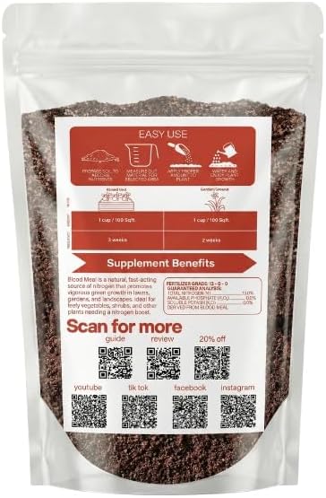 Old Cobblers Farm™ Wicked Organics Blood Meal – High-Nitrogen Soil Booster for Lush Lawn & Vigorous Garden Growth | Promotes Greener Foliage & Strong Roots | (5 lbs | 10 lbs | 15 lbs | 20 lbs) (15lbs)