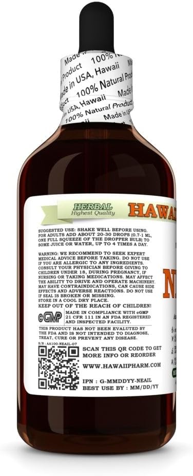 Hawaii Pharm Neem Alcohol-Free Liquid Extract, Professional Grade, Small Batch Crafted Neem (Azadirachta Indica) Dried Leaf Glycerite Natural Herbal Supplement, 2x4 fl.oz