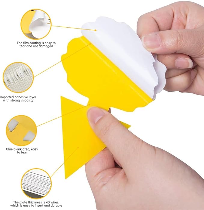 96 Pack Fruit Fly Sticky Trap - Gnats Insect Traps for Indoor Outdoor, Yellow Double-Sided Sticky Insect Catchers Fungus, Fruit Flies, Whiteflies, Aphids, Leaf Miners