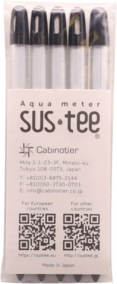 Sustee Aquameter - Small - Black - Bundle of 5 - Leave-in Soil Moisture Meter for Potted Plants - Plant Water Sensor - Refillable