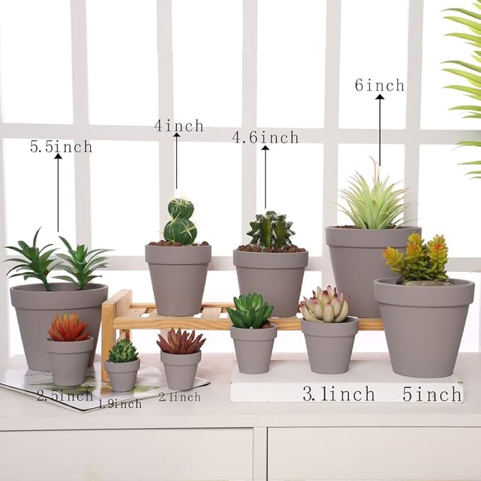 Yishang 2.5 inch Grey Terracotta Pots with Drainage Holes,Small Mini Clay Ceramic Pottery Planter,Cactus Flower Terra Cotta Pots,Succulents Nursery Pots for Indoor/Outdoor Plants,Crafts-12 Pack