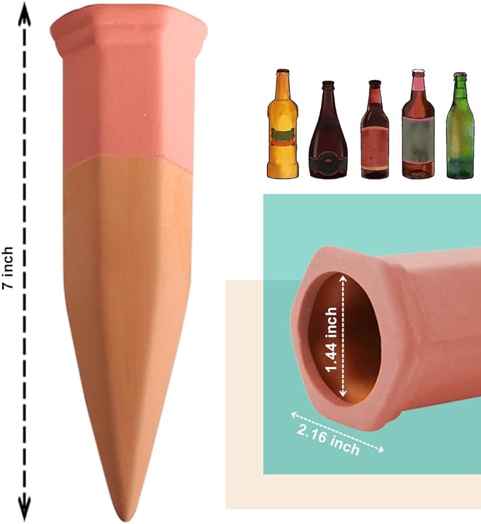 vensovo 10pcs Terracotta Watering Spikes - Colorful Automatic Self Watering Stakes, Plant Watering Devices for Wine Bottles Recycled Bottles, Clay Plant Garden Waterers for Vacations