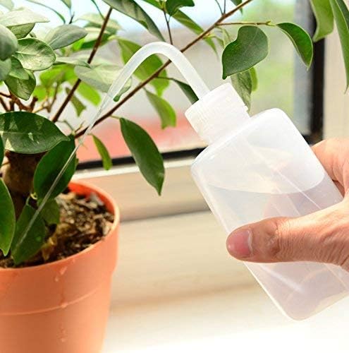 Mkono 2 Pack Watering Can - 250ML and 500ML Succulent Watering Bottle, Plant Flower Squeeze Plastic Bend Mouth Safety Wash Bottle, Small and Medium, White