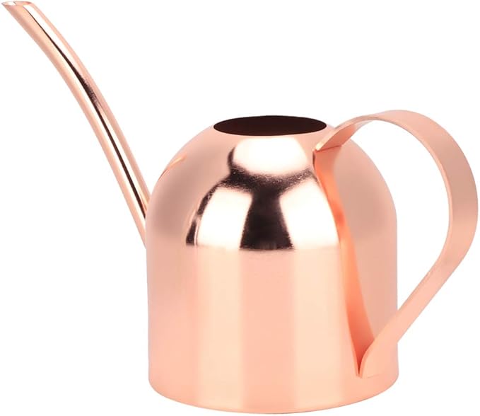 Watering Can, Stainless Steel Watering Pot with Long Spout Mini Houseplant Potted Plants Sprinkling Water Kettle for Indoor Outdoor Succulent Bonsai Garden Flower Gift Decoration 500ml(Rose Gold)