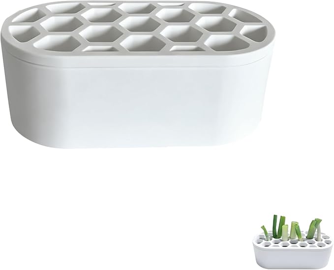 3D Printed Hydroponic Scallion Planter - Compact Indoor Growing Kit Regeneration Container for Fresh Scallions, Green Onions, and Chives