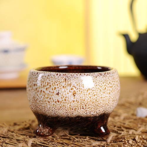 Cute Circular Ceramic Home Garden Decoration Succulent Cactus Flower Pots Container -Plant Not Included (White, 3.7 Inch)