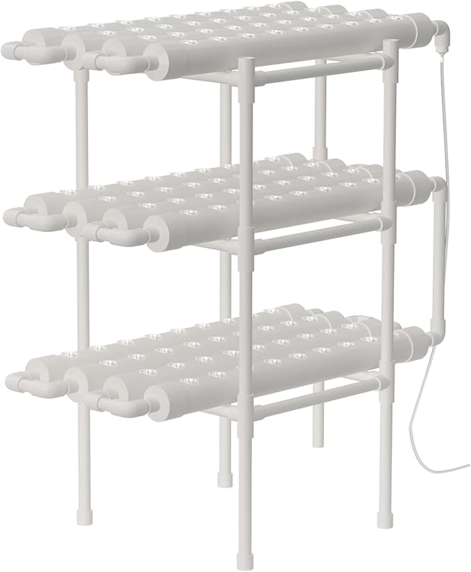 Hydroponics Growing System Kit,3 Levels 108 Sites/Hydroponic Planting Vegetables,Herbs Garden Tools,with Pump,Timer,Nest Basket,Growth Sponge,for Gardening(White)