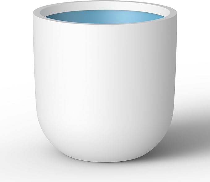 Kante 11.0" Round Concrete Planter, Large Cylinder Plant Pot with Curved Bottom and Drainage Hole, for Indoor and Outdoor Use – Garden or Patio, White Finish with Painted Interior