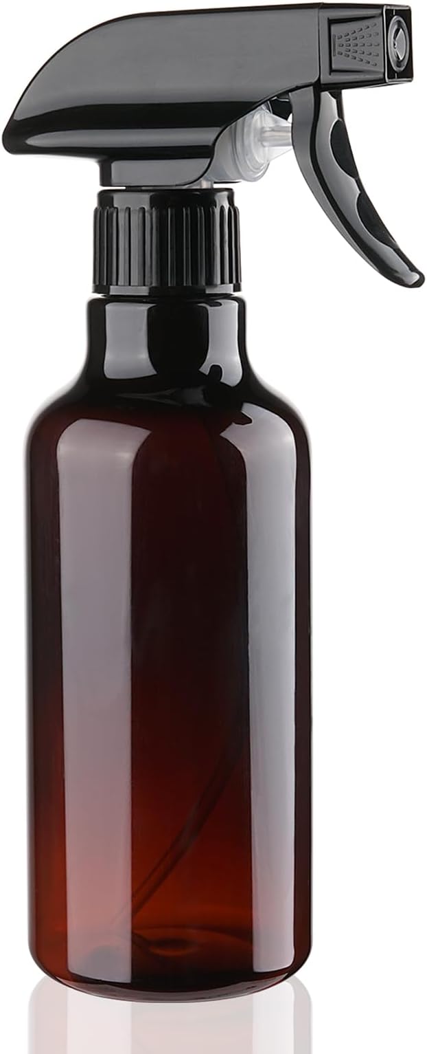 Spray Bottles 12oz Plastic Spray Bottle for Hair Mist/Stream Heavy Duty Empty Spray Bottles for Cleaning Solutions, Plants (12oz-Brown)