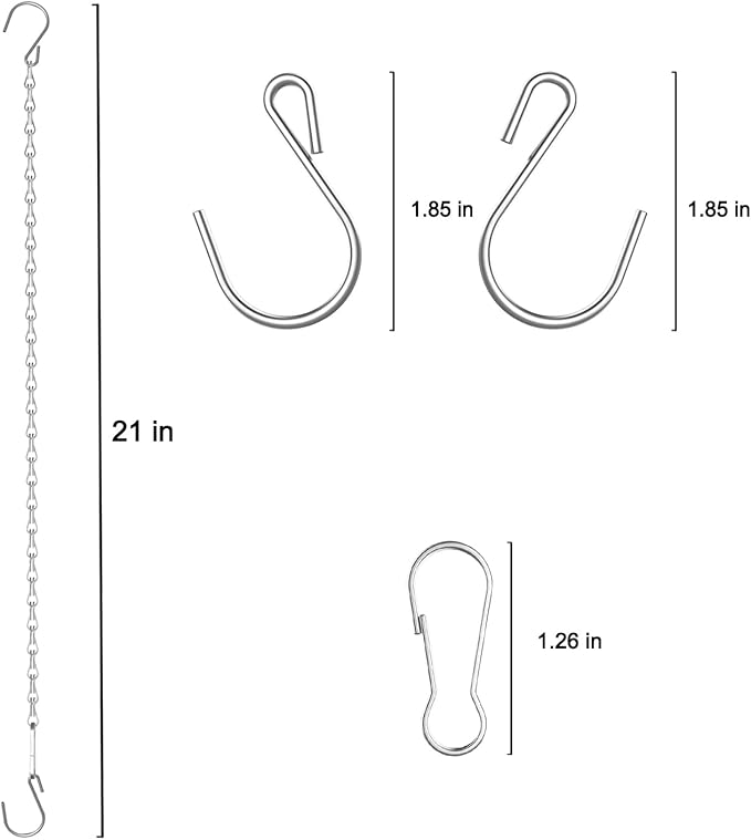 10 Pack SIL Storagehook Silver Hanging Chains with Hooks, Grow Lights Chain adjusable fit bird feeders for outdoors, Plant hanger indoor, Hanging Planter, Wind Chime, Pendant light, Christmas wreath