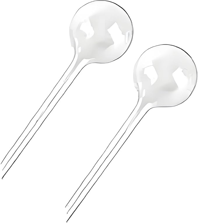 Plant Watering Globes, 2Pcs Plastic Plant Automatic Water Bulbs Flower Self Feeder Balls Irrigation Device Auto Waterer Planter Insert Stakes for Indoor Outdoor Garden Potted