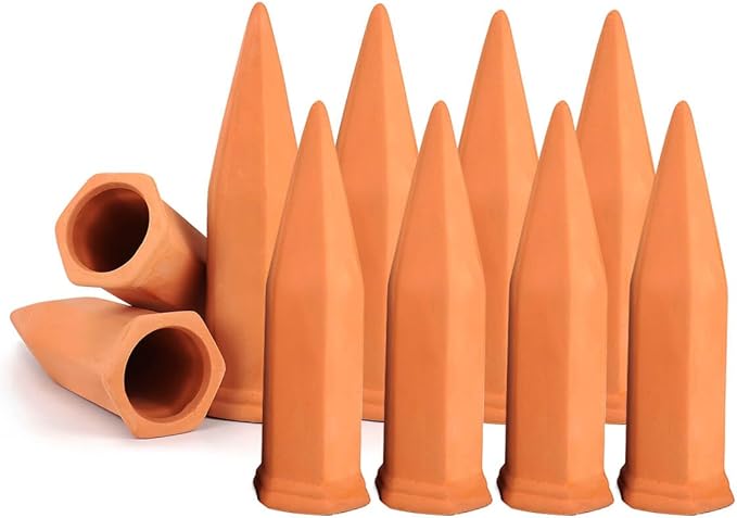 vensovo 10pcs Terracotta Watering Spikes - Automatic Self Watering Stakes, Plant Watering Devices for Wine Bottles Recycled Bottles, Clay Plant Garden Waterers
