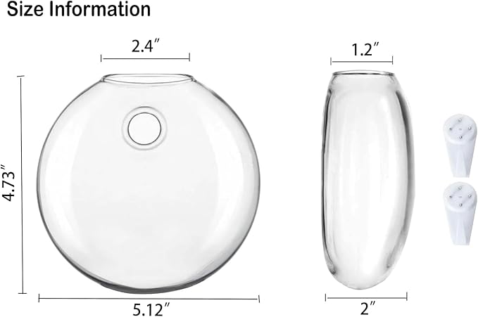 Kingbuy Wall Hanging Glass Planter Propagation Station - 2 Pack Oblate Globe Wall-Mounted Vases for Indoor Hydroponic Air Plants Bathroom Living Room Office Decor Gift for Women, Mom, Plants Lovers