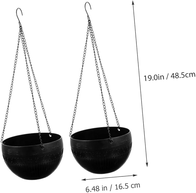 Homoyoyo Hanging Planters 2pcs Self Watering Green Pothos Plant Pot Plastic Chain for Indoor Plants Dec