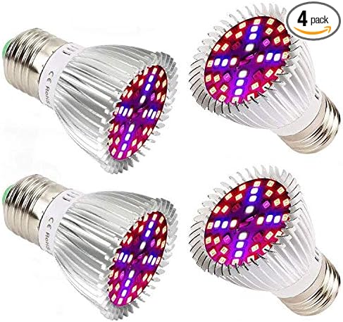 Esbaybulbs 40W LED Grow Light Bulbs E26 4 Pack, Full Spectrum Grow Lamp Red Plant Light for Hydroponics Greenhouse Indoor Plants