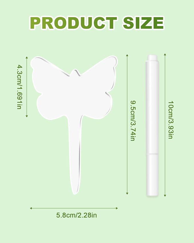 eZAKKA Acrylic Plant Labels, Butterfly Plant Markers Around Hanging Garden Markers Labels Tree Tags Sticks for Seedlings Outdoor Garden Waterproof, 12pcs