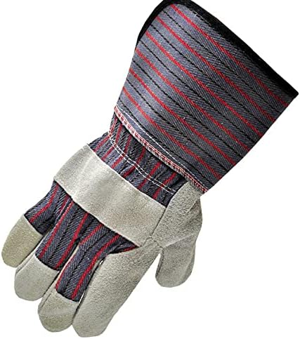 G & F Products 5025L-5 Premium Suede Leather Work Gloves with Extra Long Rubberized Safety Cuff, 5 Pair Pack