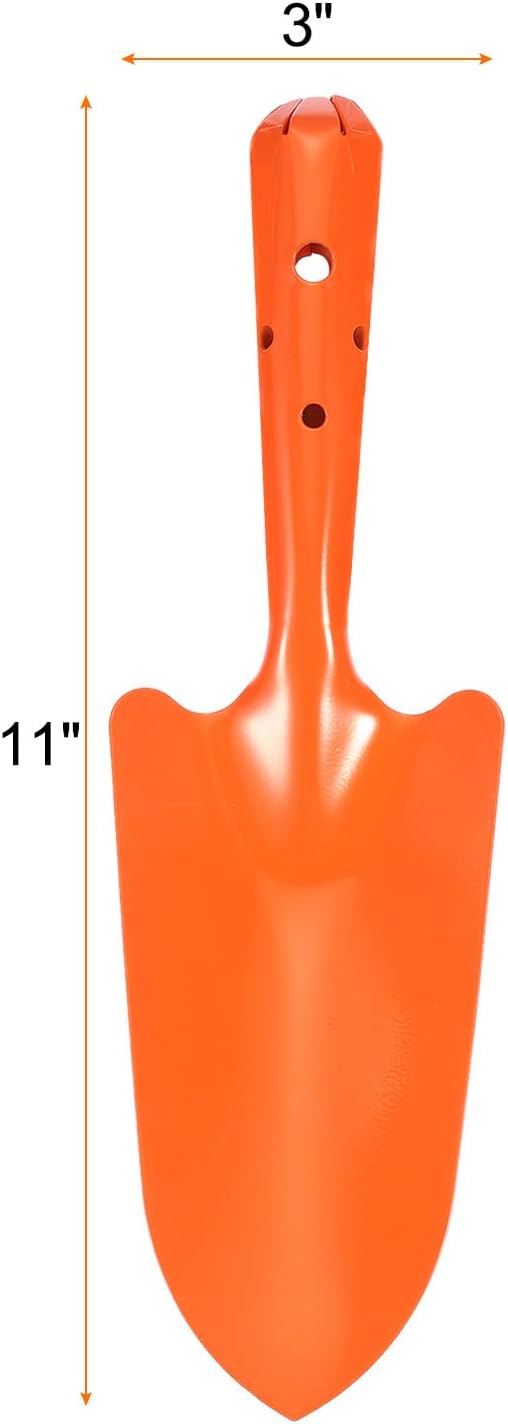 HARFINGTON 4pcs Mini Colorful Metal Hand Shovel 11" x 3" Digging Trowel Set Transplanting Garden Tools for Flower Soil Digging Planting Weeding Transplanting Garden, Orange