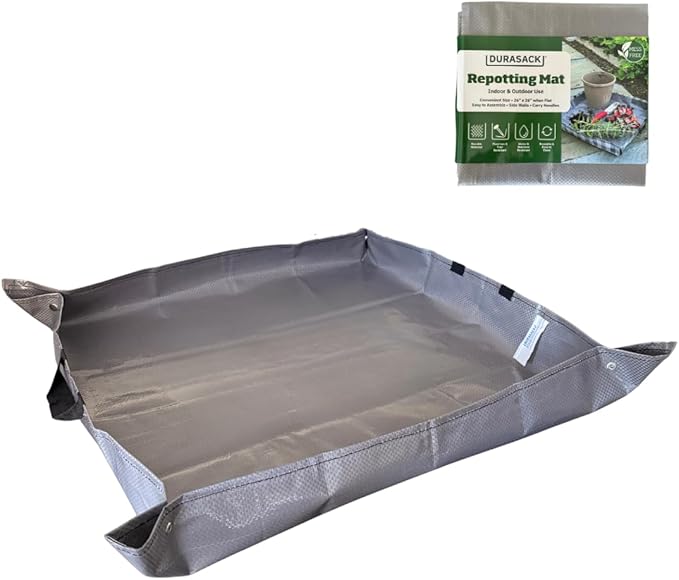 DURASACK 26"x26" Water-Resistant Repotting Mat – Indoor Plant Transplanting, Soil Change & Gardening Mess Control, Charcoal