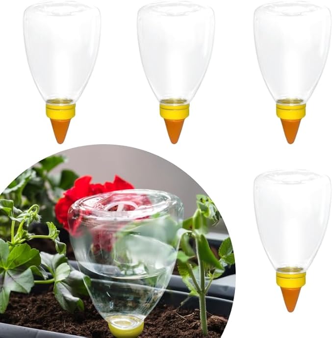 4 Pcs 17 Oz Self-Watering Planter Insert Self-Watering Planter Globes with Slow Release Water Control for Indoor & Outdoor Plants (4, Heart Shape)