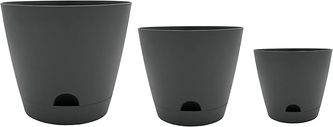 Classic Home and Garden Indoor/Outdoor Plastic Tilden Self-Watering Planters, Assorted Sizes (Set of 3)