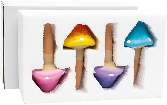 Terracotta Self Watering Spikes, 4 Pack Mushroom Self Watering Planter Insert, Vacation Plant Slow Release Watering Devices for Indoor Outdoor Plants