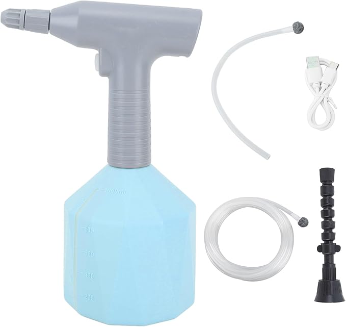 Electric Spray Bottle Garden Sprayer 360 Rotation Large Capacity Watering Can with Rotation Nozzle Hose 2000mAh Battery (Blue)