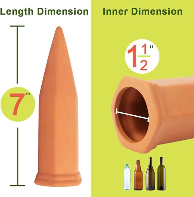vensovo Terracotta Self Watering Spikes - 16 Pcs Potted Plant Watering Devices Vacation Self-Watering Stakes for Outdoor, Indoor Plants, Wine Bottle