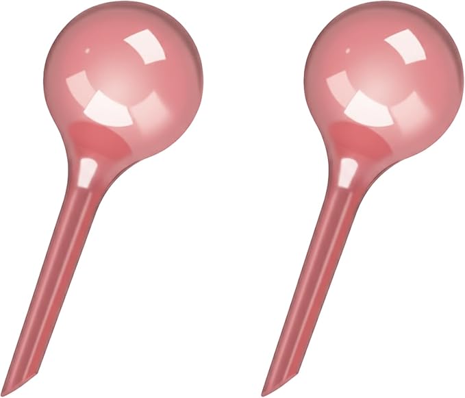 2 Pack Small Self-Plant Watering Globes – Automatic Plant Waterer Bulbs, Plant Watering System for Indoor and Outdoor Potted Houseplants, Plant Watering Devices（Red Small）