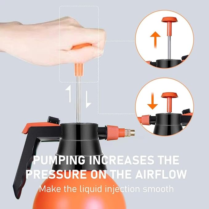 2 Pcs Garden Pump Sprayer, 0.5Gallon/68oz Hand-held Lawn Pressure Orange Spray Bottle with Adjustable Nozzle (FKM Gasket Update)