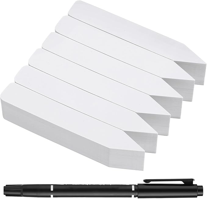 500 Pack Plant Labels, 4 Inch Potted Plant Name Tags Plastic, Seedlings Seed Markers Nursery Plant Stake Tag with Marking Pen for Outdoor Indoor Garden Patio Flower Vegetable, White