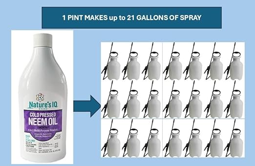 Nature's IQ Advanced Formula Neem Oil with Built in Mixing Agent. Concentrated neem Oil Spray for Plants. 4 in 1 Products. Controls Insects, Mites, Fungus, and Nematodes. 4-16oz Bottles.