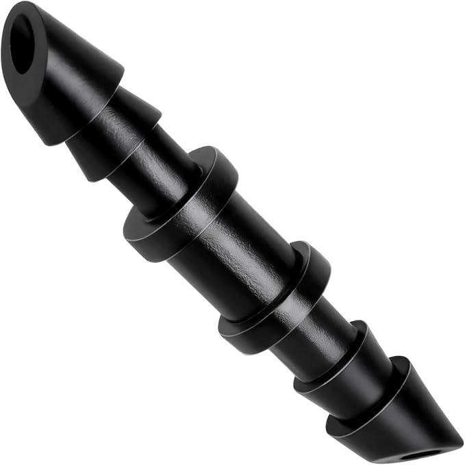 RedChili Drip Irrigation Universal 1/4" Barbed Coupling Fitting, 110 Pieces Drip System Parts Double Barbed Coupler Connectors Fits 1/4-Inch Drip Tubing Irrigation for Drip Line Connection