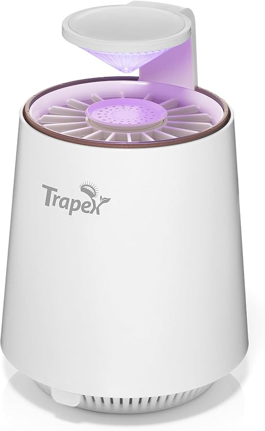 Indoor Fly Trap - Gnat Killer for Fruit Fly, Gnats, Moth, Mosquito & Bug with Refillable Bait Pod & 5 Sticky Pad Refills - Gnat Traps for House Indoor (White)