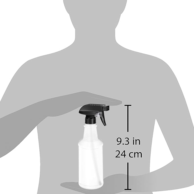Bar5F Chemical-Resistant Spray Bottle – BPA-Free, Durable, Adjustable Nozzle for Cleaning, Gardening, Hydrogen Peroxide, Rubbing Alcohol, Leak-Proof, Multipurpose (Black (2-Pack) 16-Ounce)