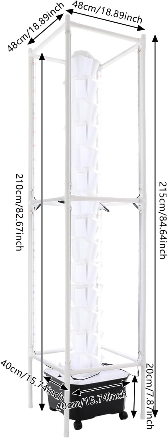 Hydroponic Growing System Kit - 70 Pods Large Vertical Hydroponics Tower with 8 LED Light Strips, 14-Tiers Smart Indoor Herb Garden for Kitchen Office Winter Balcony Planting (White)