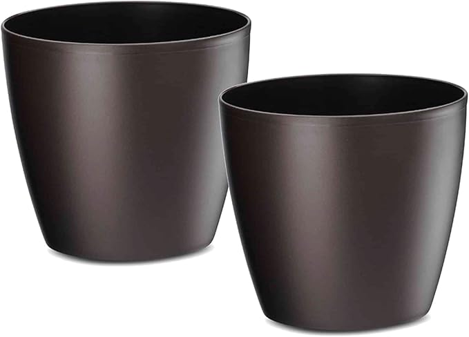 Crescent Garden Eva 18" Houseplant Pot Planter, Modern Brown Indoor Plant Pot for Peace Lilies, Agave Plant and Other houseplants. Stylish Decorative Planter - 18" W (Set of 2), Fudge