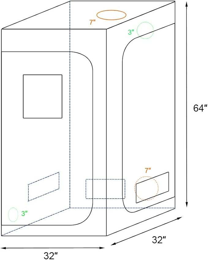 MallMall 32"x 32"x 63" Indoor Hydroponics Mylar Grow Tent Room
