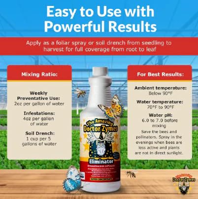 Eliminator Concentrate – Organic Enzyme Insecticide & Miticide – Safe Pest Control for Gardens, Crops, Homes & Pets – Natural Bug Spray for Aphids, Mites, Whiteflies, Flies, Mildew & Fungus