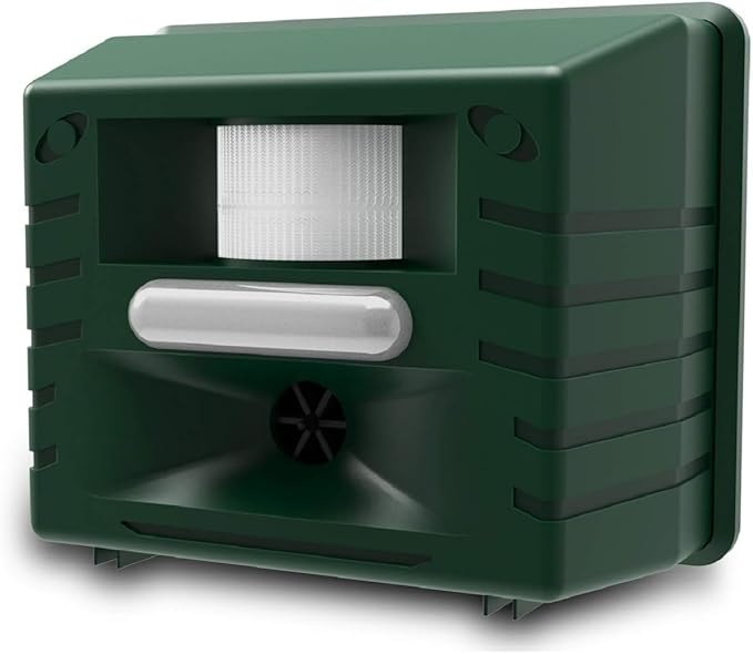 Aspectek Yard Sentinel Ultrasonic Repeller for Deer, Raccoons, Squirrel, Bird, Outdoor Animal Repellent for Yard, Garden, Farm, Patio, Waterproof, Adjustable, Motion Sensor, Nighttime Strobe Light
