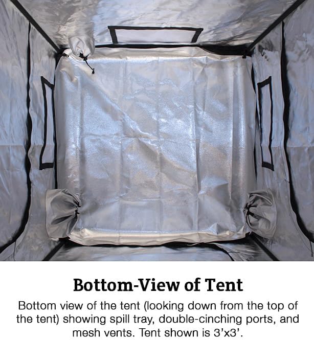 Covert 4x4 Grow Tent 48x48x84.5 inch for Indoor Hydroponic Growing, 600D Thick Fabric, 95% Reflective Mylar, Light-Proof Design, Heavy-Duty Steel Frame, Duct Ports, Tool Pouch & Spill Tray