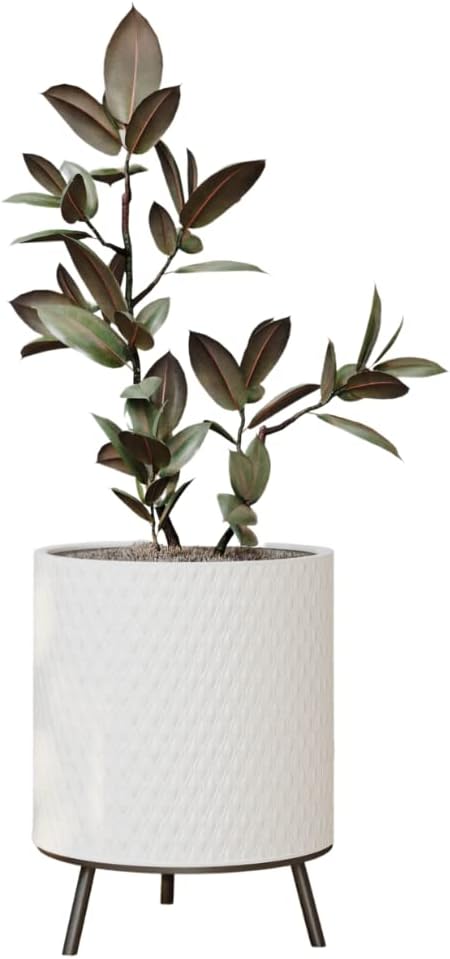EverNest Claire Honeycomb Neutral Modern White Planter with Nyra Stand, Indoor Plant Pots, SelectBase, Mid-Century Modern, Boho Style Home Decor for Plants (Medium, Black)