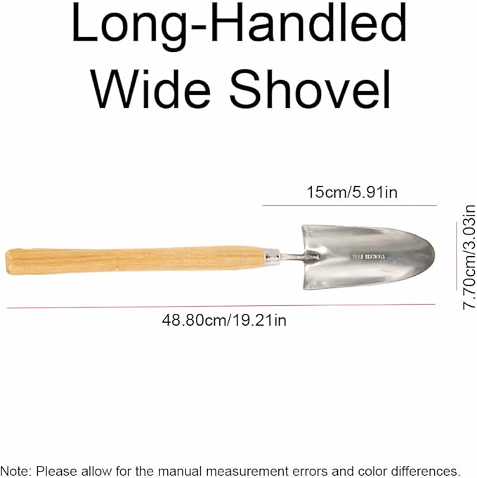 tooloflife Long Handle Garden Shovel – Stainless Steel Gardening Hand Trowel for Planting Digging Transplanting (Narrow Shovel)