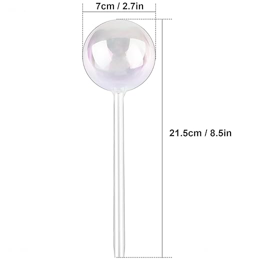 Tomorotec [3PCS] Light Iridescent Rainbow Gradient Color Clear Glass Self-Watering System Spikes, Automatic Plant Waterer Bulbs