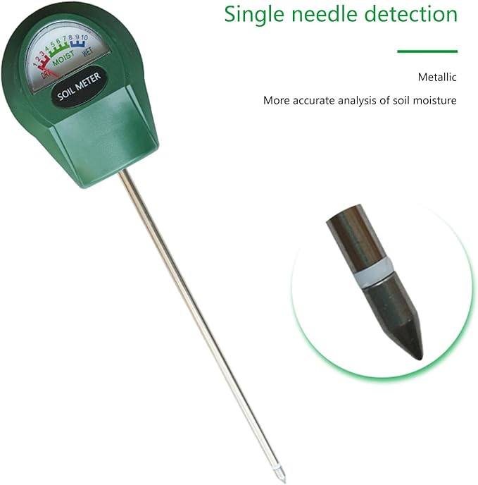 Soil Meter Single Metal Probe ABS Green Environmental Protections Plantation Flower Grass Water Soil Detector