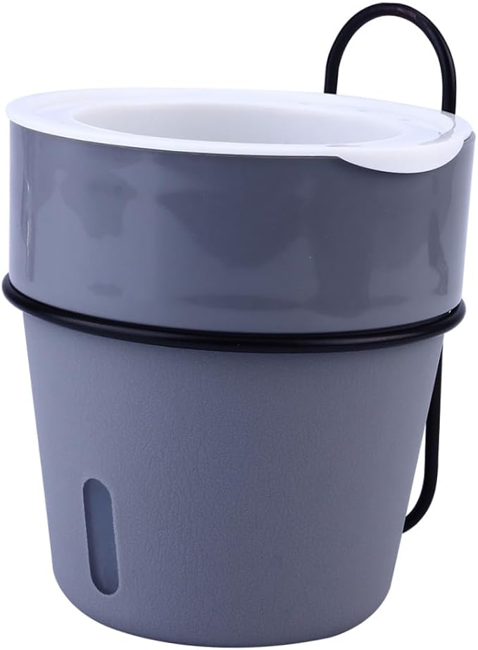 COHEALI Self Watering Flower Planter Pot with Iron Wall Mount Frame, Gray Self-Absorption Indoor and Outdoor Garden Plant Container for Easy Plant Care
