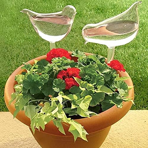 Tebery 4 Pack Plant Waterer Automatic Self Watering Globes, Bird Shape Design Hand Blown Glass Plant Watering Bulbs Garden Water Device
