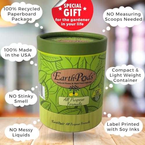 EarthPods® Organic Indoor Plant Food Capsules (100 Count) – Slow-Release Houseplant Fertilizer Spikes | Specialized Nutrients for House Plants | Made in USA