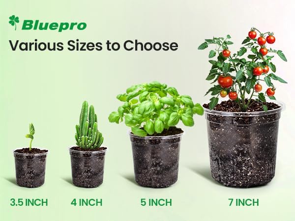 Bluepro 30 Packs 7/5/4 Inch Reinforced Clear Nursery Pots with Drainage Hole, Transparent Variety Pack Plastic Plant Pot Seedling Planter for Vegetable Propagation, Root Cutting, Seed Starting