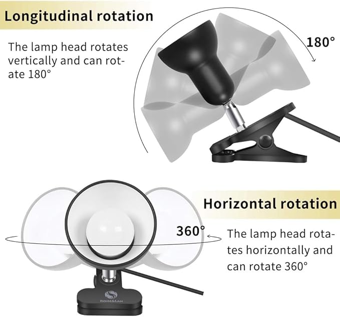 RONG&LAN Clip lamp,360° Rotation Clip on Lamp Portable Book Reading Light,Clamp on Desk/Table/Bunk Bed/Cupboard Home Lighting, (Desk lamp,Seven Colors for Your Choice) (Yellow)